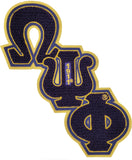 Omega Psi Phi Diagonal Letter Chenille Sew-On Patch [Purple]