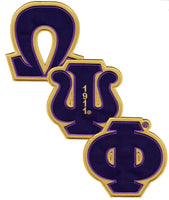 Omega Psi Phi Diagonal Connected Twill Iron-On Patch [Purple]