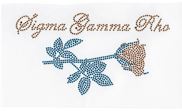 Sigma Gamma Rho Yellow Rose Rhinestud Heat Transfer [Gold/Blue]