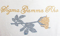Sigma Gamma Rho Yellow Rose Rhinestud Heat Transfer [Gold/Blue]