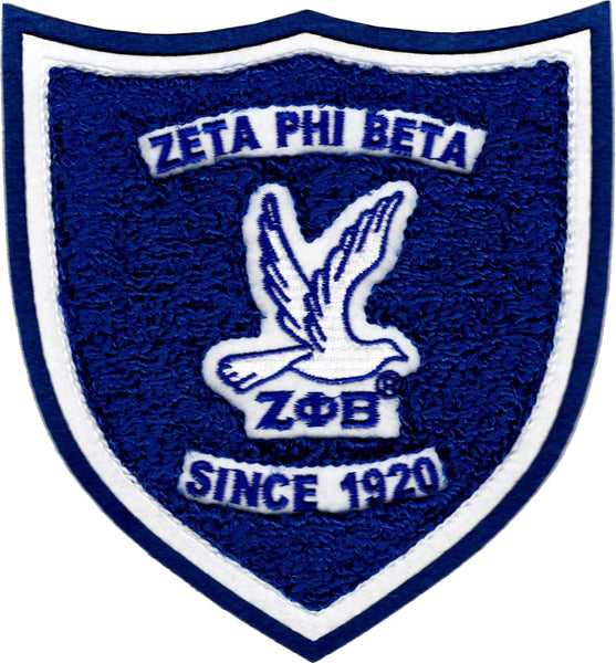 Zeta Phi Beta Shield Chenille Sew-On Patch [Blue]