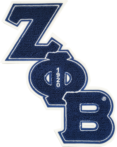 Zeta Phi Beta Diagonal Connected Chenille Sew-On Patch [Blue]