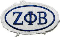 Zeta Phi Beta Distressed Emblem Oval Iron-On Patch [White]