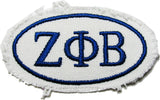 Zeta Phi Beta Distressed Emblem Oval Iron-On Patch [White]
