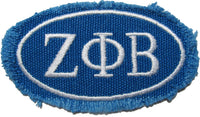 Zeta Phi Beta Distressed Emblem Oval Iron-On Patch [Blue]