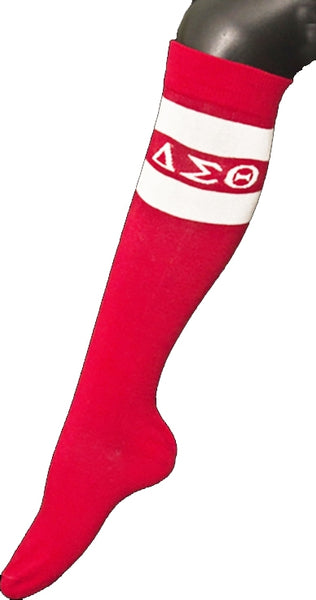 Delta Sigma Theta Greekfeet Striped Pair Knee High Socks [Red]