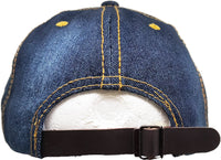 Delta Sigma Theta Distressed Denim Rhinestone Ladies Cap [Denim Blue]