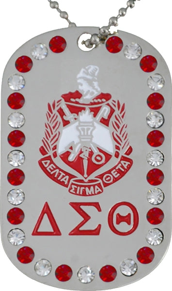 Delta Sigma Theta 1913 Double Sided Crystal Dog Tag [Silver]