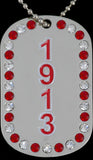 Delta Sigma Theta 1913 Double Sided Crystal Dog Tag [Silver]