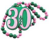 Alpha Kappa Alpha Line #30 Mirror Wood Color Bead Tiki Necklace [Pink/Green]
