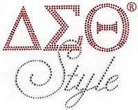 Delta Sigma Theta Style Rhinestone Heat Transfer [Red/Silver]