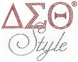 Delta Sigma Theta Style Rhinestone Heat Transfer [Red/Silver]