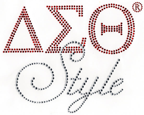 Delta Sigma Theta Style Rhinestone Heat Transfer [Red/Silver]