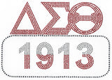 Delta Sigma Theta 1913 Rhinestud Heat Transfer [Red/Silver]