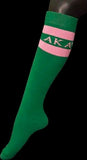 Alpha Kappa Alpha Greekfeet Striped Pair Knee High Socks [Green]