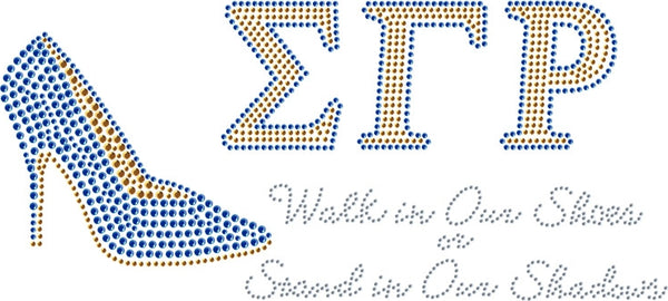 Sigma Gamma Rho High Heel Studstone Heat Transfer [Blue]