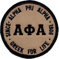 Alpha Phi Alpha Greek For Life Round Iron-On Patch [Gold]