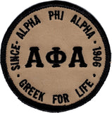 Alpha Phi Alpha Greek For Life Round Iron-On Patch [Gold]