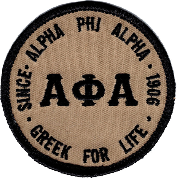 Alpha Phi Alpha Greek For Life Round Iron-On Patch [Gold]