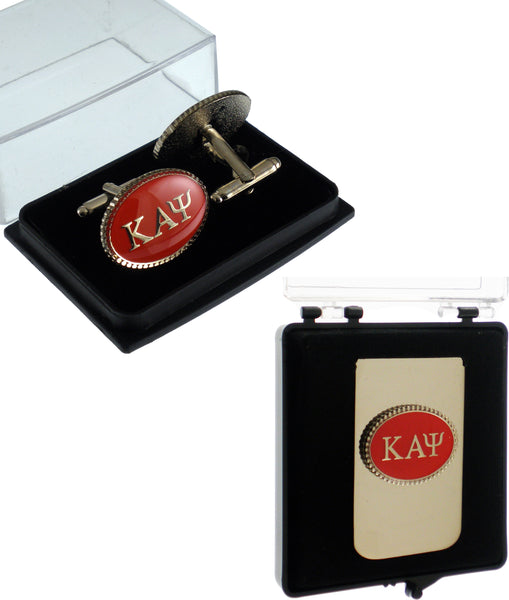 Kappa Alpha Psi Oval Medallion Cuff Links & Money Clip Set [Silver]