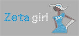 Zeta Phi Beta Girl Stones & Studs Heat Transfer [Blue]