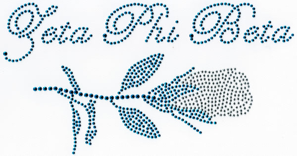 Zeta Phi Beta Script Rose Rhinestud Heat Transfer [Blue]
