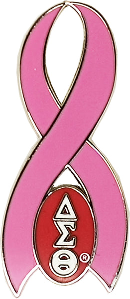 Delta Sigma Theta Pink Ribbon Lapel Pin [Silver]