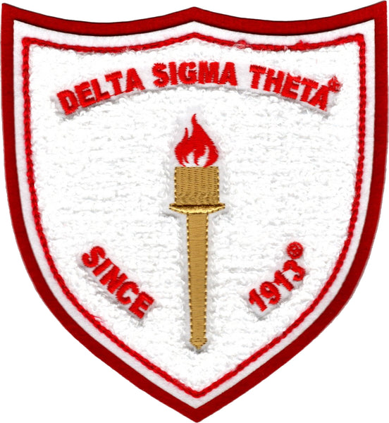 Delta Sigma Theta Shield Chenille Sew-On Patch [White]