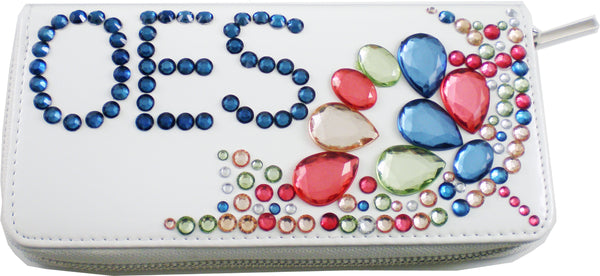 Big Boy Eastern Star Rhinestone Divine Ladies Wallet [White]