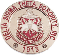 Delta Sigma Theta Sorority Inc. Rhinestone Round Lapel Pin [Silver]