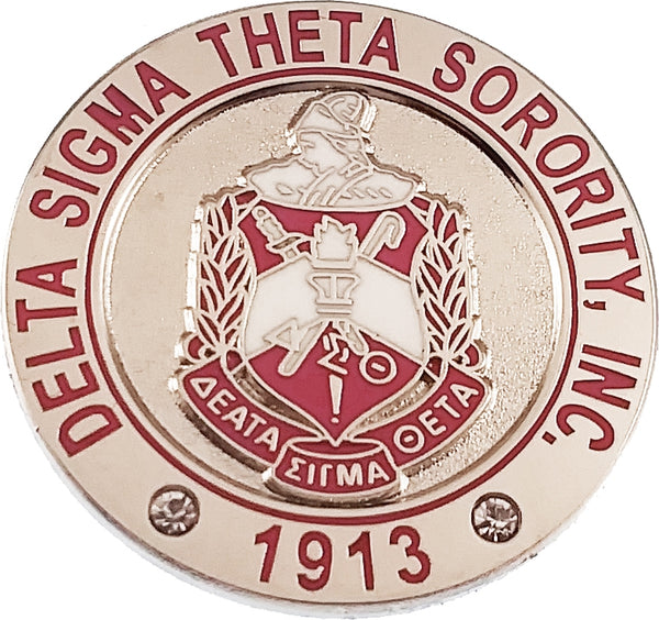 Delta Sigma Theta Sorority Inc. Rhinestone Round Lapel Pin [Silver]
