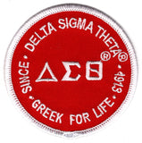 Delta Sigma Theta Greek For Life Round Iron-On Patch [Red]