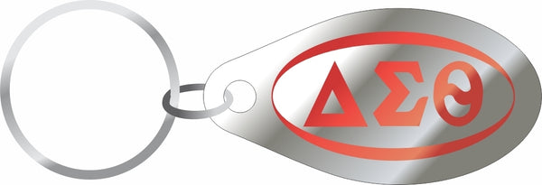 Delta Sigma Theta Domed Tear Drop Key Chain [Silver]