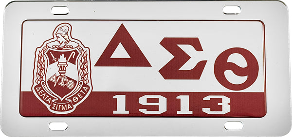 Delta Sigma Theta Domed Crest Tag License Plate [Silver]