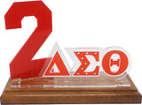 Delta Sigma Theta Acrylic Desktop Line #2 With Wooden Base [Brown]