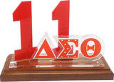 Delta Sigma Theta Acrylic Desktop Line #11 With Wooden Base [Brown]