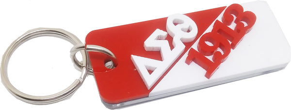 Delta Sigma Theta Split Founder Key Chain [Red/White]