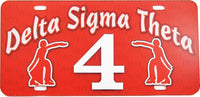 Delta Sigma Theta Printed Line #4 License Plate [Red]