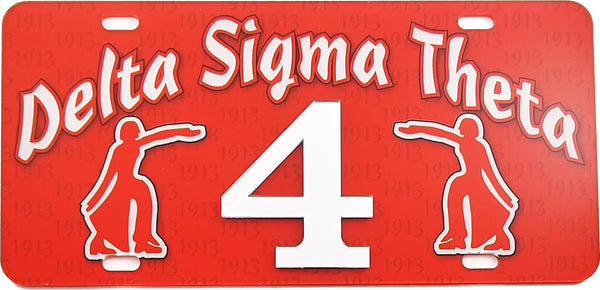 Delta Sigma Theta Printed Line #4 License Plate [Red]
