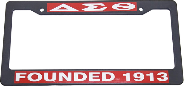 Delta Sigma Theta Founded 1913 Text Decal Plastic License Plate Frame [Black]