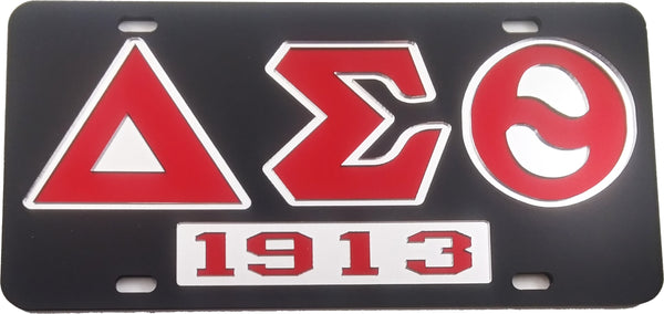 Delta Sigma Theta 1913 Mirror Insert Tag License Plate [Black]