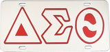 Delta Sigma Theta Outlined Color Mirror License Plate [Silver/Silver/Red]