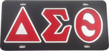 Delta Sigma Theta Outlined Color Mirror License Plate [Black/Red/Silver]