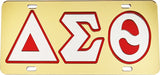 Delta Sigma Theta Outlined Color Mirror License Plate [Gold/Silver/Red]