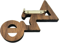 Delta Sigma Theta Large Wood Letter Pin [Brown]