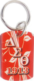 Delta Sigma Theta Pattern Backed Dog Tag Key Chain [Red]