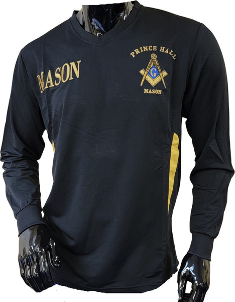 Buffalo Dallas Prince Hall Mason Dri-Fit V-Neck Tee [Long Sleeve - Black]