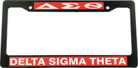 Delta Sigma Theta Text Decal Plastic License Plate Frame [Black]
