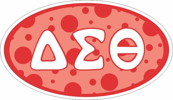 Delta Sigma Theta Sorority Oval Polka Dot Decal Sticker [Red]