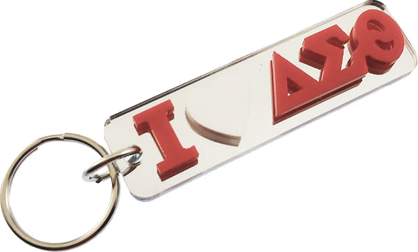 Delta Sigma Theta Mirror Heart Key Chain [Silver]
